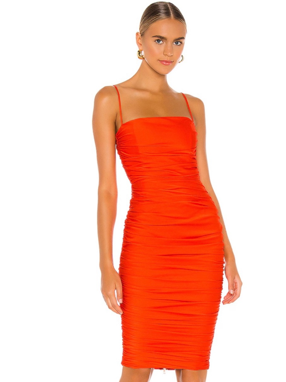 Nookie Orange Cooper Ruched mini dress